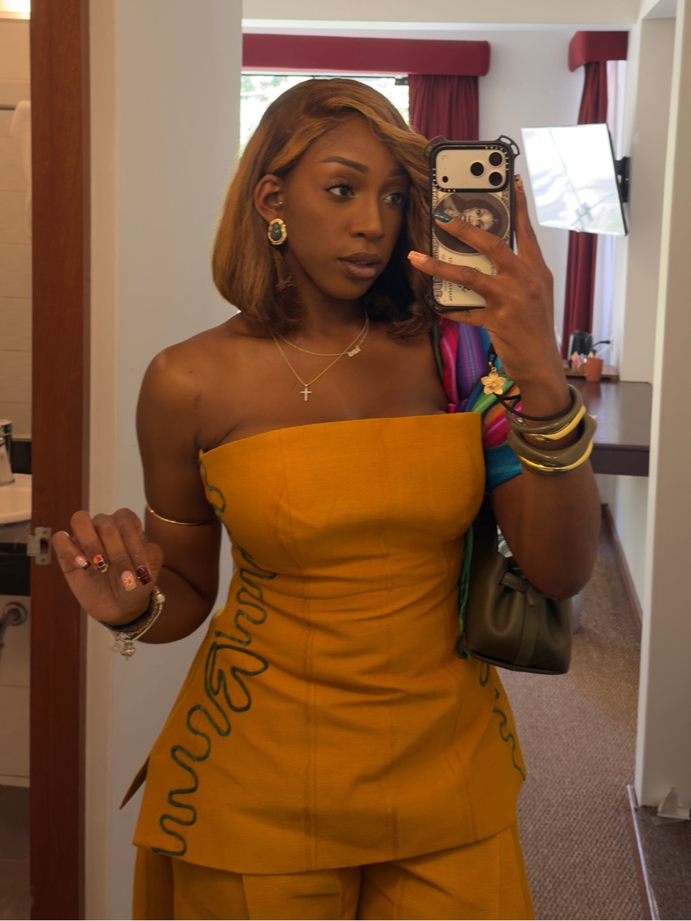 KNANFE Mustard Strapless 2-Piece Pant Set | UK 14 | Worn Once - Picture 6 of 8
